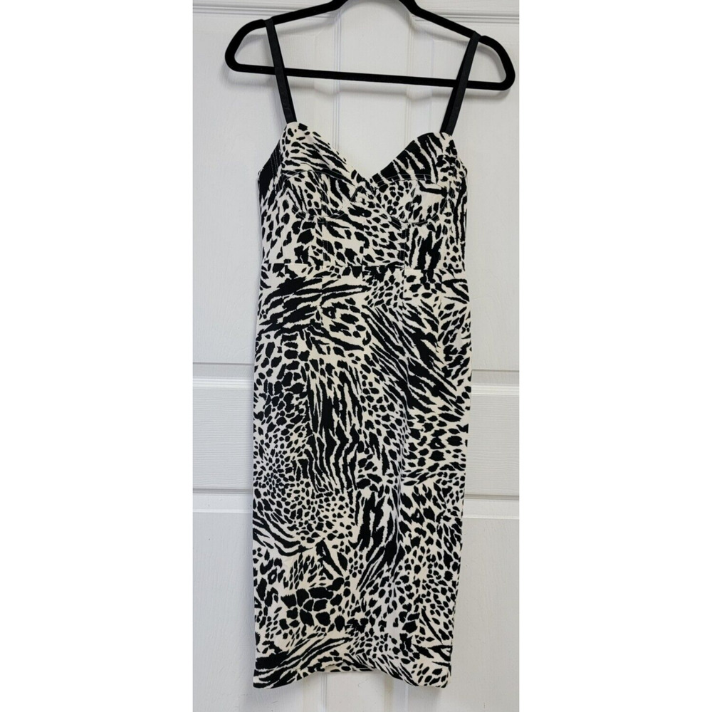 Sergio Hudson x Target Black White Animal Print Bustier Midi Dress Size XS